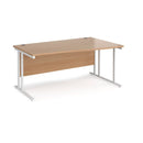 Dams Maestro 25 Wave desk with cantilever leg in beech finish, right-hand white surface and modern office design.