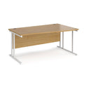 Dams Maestro 25 Wave Desk with Oak tabletop and white cantilever legs, right-hand view, modern office workspace furniture