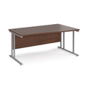 Dams Maestro 25 Wave Desk with cantilever leg in walnut finish, featuring a sleek modern design and right-hand configuration.