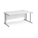 White Maestro 25 Wave Desk with cantilever leg by Dams, shown from the right side with a sleek, modern design.