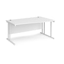 White Dams Maestro 25 Wave Desk with cantilever leg, right-hand view, showcasing sleek modern office workspace.