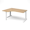 Dams TR10 ergonomic oak desk with spacious workspace and modern design, featuring a sturdy wooden surface and sleek metal legs.