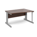 Dams Vivo Wave Desk in walnut wood with smooth curved design and sturdy metal legs, ideal for modern workspace.