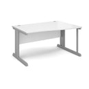 White Vivo Wave Desk by Dams with smooth surface and modern design, shown from a side angle.