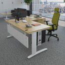 Dams TR10 desk with return in oak finish, modern workspace furniture featuring clean lines and a spacious surface.