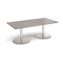 Dams Eternal rectangular boardroom table in grey oak finish with brushed steel legs, ideal for office conference rooms.