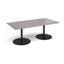 Dams Eternal rectangular boardroom table in grey oak finish with brushed steel legs, 1800mm length, modern office furniture