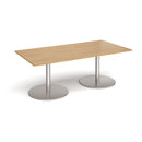 Dams Eternal rectangular boardroom table with oak finish and brushed steel legs, 1800mm length, modern office furniture.