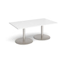 Dams Eternal rectangular boardroom table in white with brushed steel legs, ideal for office conference rooms.