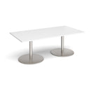 White Dams Eternal rectangular boardroom table with brushed steel legs, showcasing a sleek, modern office furniture design.