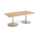 Beech rectangular boardroom table with central cut-out by Dams, featuring a sleek, modern design ideal for conference rooms.
