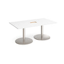 White rectangular Dams Eternal boardroom table with central cut-out, designed for professional conference and meeting spaces.