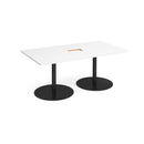 White rectangular boardroom table with central cut-out by Dams, designed for professional conference and meeting rooms.
