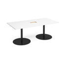 Dams Eternal rectangular boardroom table in white with central cut-out for cable management, sleek modern office furniture.