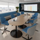 White Dams Eternal rectangular boardroom table with central cut-out, designed for professional conference and meeting rooms.