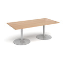 Dams Trumpet Base Rectangular Boardroom Table in beech wood with polished surface and sturdy trumpet-style metal base.