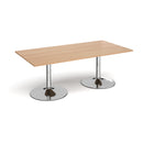 Dams Trumpet Base rectangular boardroom table in beech wood with a polished surface and sleek design.