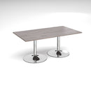 Dams rectangular boardroom table with grey oak finish and trumpet-style base, ideal for professional office meeting rooms.