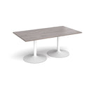 Dams rectangular boardroom table with grey oak finish, trumpet base design, ideal for office conference rooms.