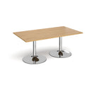 Dams Trumpet Base rectangular boardroom table in oak wood with sleek modern design and sturdy metal legs.