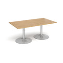 Dams Trumpet Base rectangular boardroom table in oak wood with sleek design and sturdy base, ideal for professional conference rooms.