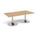 Dams Trumpet Base rectangular oak boardroom table with sleek wooden surface and sturdy metal base for professional office settings.