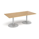 Dams Trumpet Base Rectangular Boardroom Table in oak wood with a polished surface and sturdy metal base.