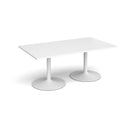 White rectangular Trumpet Base Boardroom Table by Dams with sturdy design and smooth finish, ideal for professional conference rooms.