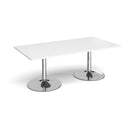Dams white rectangular Trumpet Base boardroom table with sleek design and sturdy base, ideal for conference rooms.