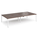 Dams Adapt Double Back to Back Desks in walnut finish, 800mm deep, with white supporting panels and workspace for office setup.