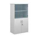 White Dams Duo Combination Unit with glass upper doors, modern storage cabinet for living or dining room.