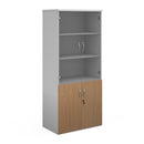 Dams Duo Combination Unit with glass upper doors in white and beech finish, showcasing modern storage design.