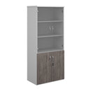 Dams Duo Combination Unit with glass upper doors in white and grey oak finish, showcasing modern storage furniture design.