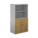 Dams duo combination unit with glass upper doors in white and oak finish, stylish storage solution for living room or dining area.