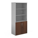 Dams Duo Combination Unit with glass upper doors in white and walnut finish, showcasing modern storage furniture design