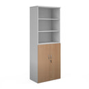 Dams Duo Combination Unit with open top in white and beech finish, featuring storage compartments and a sleek modern design.