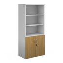 White and oak duo combination unit with open top storage by Dams, showcasing sleek modern design and spacious open shelving.