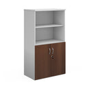 Dams Duo Combination Unit with open top in white and walnut finish, featuring a modern storage design and clean lines.