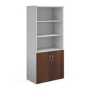 Dams Duo Combination Unit with open top in white and walnut finish, featuring storage compartments and modern design.