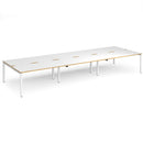 Dams Adapt triple back-to-back desks with white and oak finish, 800mm deep, shown in a modern office setup.