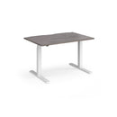 Grey oak and white Elev8 Touch straight sit-stand desk by Dams, 1200mm, with adjustable height and sleek modern design.