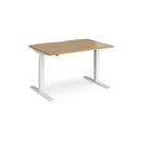 Dams Elev8 Touch Straight Sit-Stand Desk in oak-white finish with 1200mm width, ergonomic adjustable height for workspace flexibility.