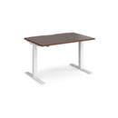 Dams Elev8 Touch Straight Sit-Stand Desk in walnut and white, 1200mm width with adjustable height and sleek design.