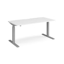 White and silver Elev8 Touch Straight Sit-Stand Desk by Dams, 1600mm width, showing adjustable height and sleek modern design.