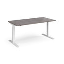 Dams Elev8 Touch Straight Sit-Stand Desk in grey oak and white, 1600mm length, with adjustable height and clean modern design.