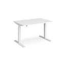 White Dams Elev8 Mono straight sit-stand desk with 1200mm width, featuring a sleek modern design for adjustable workspace.