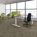 Dams Elev8 Mono Straight Sit-Stand Desk in 1600mm, showcasing the adjustable height and sleek modern design.