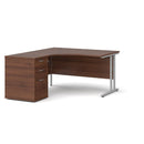 Dams Maestro 25 ergonomic desk and high pedestal bundle in walnut and silver, 1400mm length, left-hand configuration.