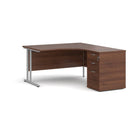 Dams Maestro 25 ergonomic desk and high pedestal bundle in walnut and silver finish, 1400mm length, right-hand configuration.