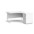 Dams Maestro 25 ergonomic desk and high pedestal bundle in white, right-hand configuration, 1400mm length for office workspace.